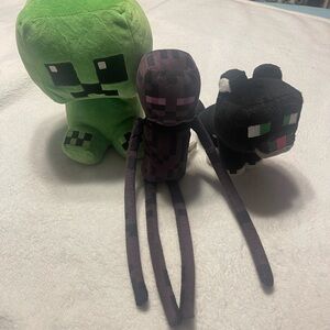 Minecraft Creeper, Enderman, and Cat Plush Set
